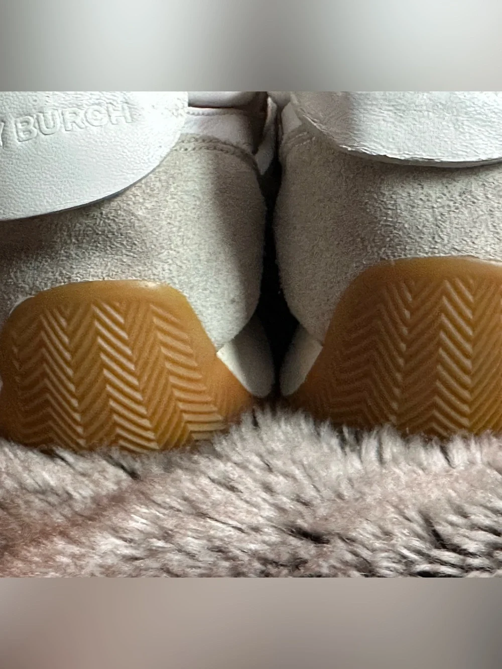 Tory Burch Hank White and Beige Suede Retro Runner Sneaker